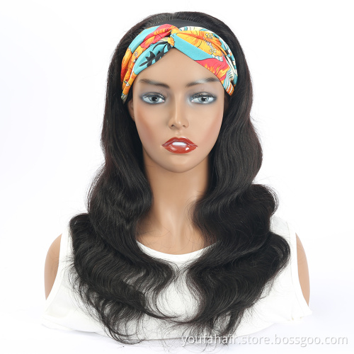 Cheap Price Malaysian Virgin Human Hair Body Wave Head band Wigs For Black Women Glueless Remy Scarf Headband Machine Made Wig